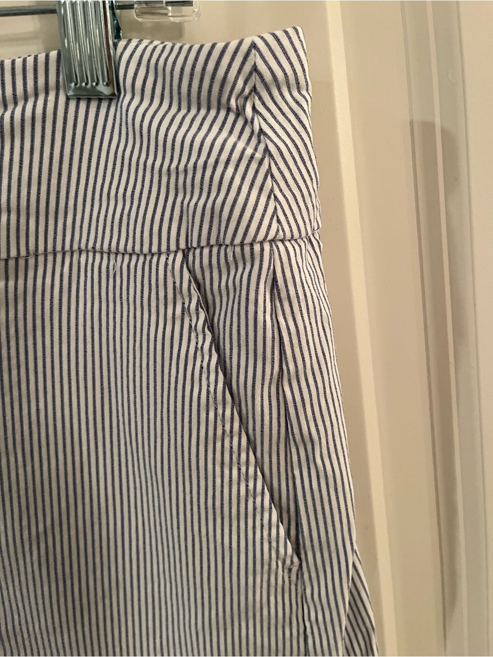Striped Navy and White A-Line Skirt with Shorts